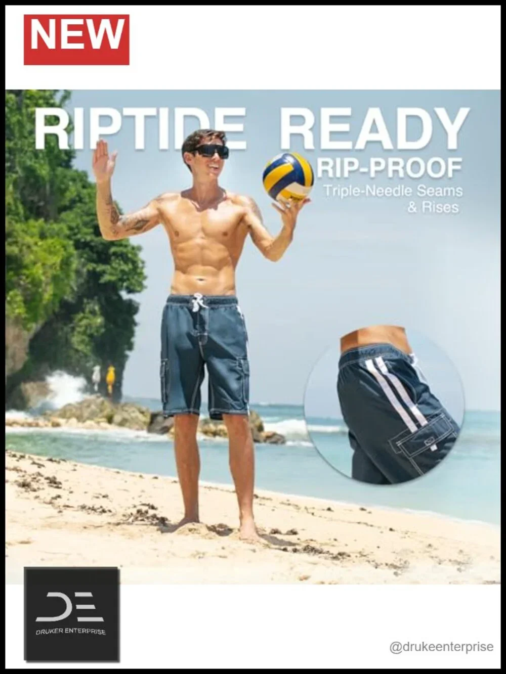 UPF 50+ Quick Dry Microfiber Swim Trunks with Mesh Lining